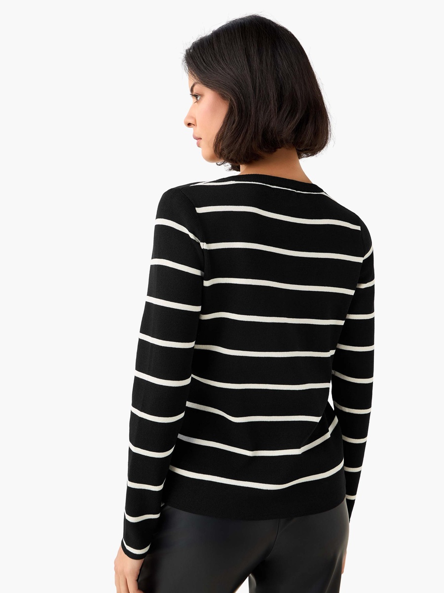 Striped Round Neck Cardigan