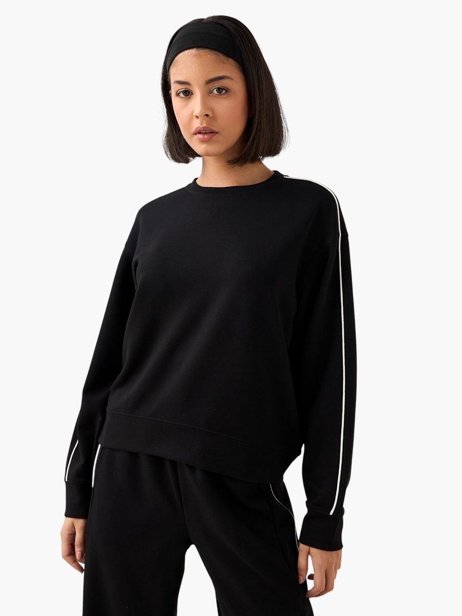 Women Contrast Piping Sweatshirt