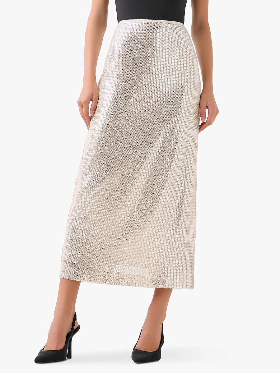 Midi A-Line Skirt with Sequin Embellishments