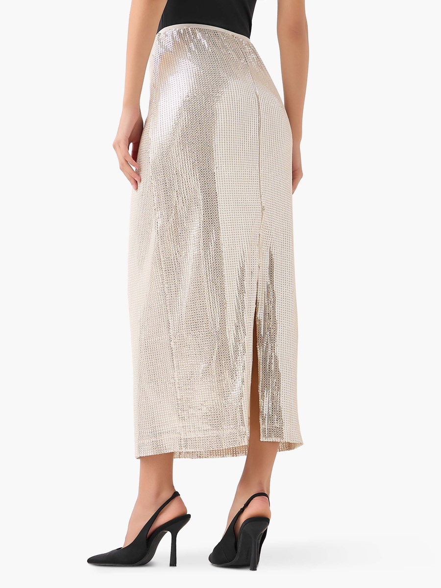 Midi A-Line Skirt with Sequin Embellishments