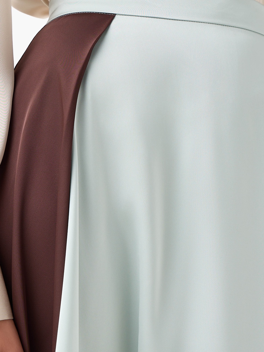 Midi Colourblock Flared A-Line Skirt