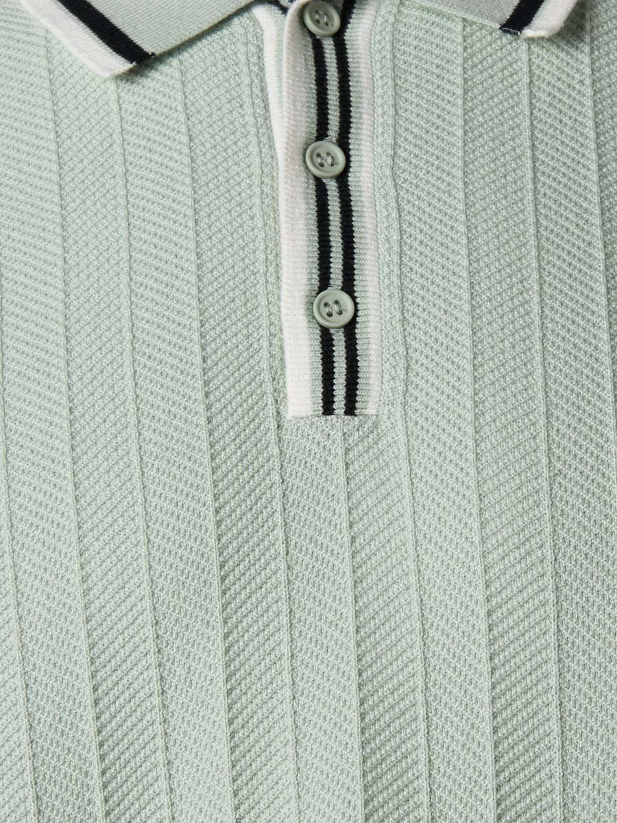 Men Short Sleeve Textured Polo T-Shirt