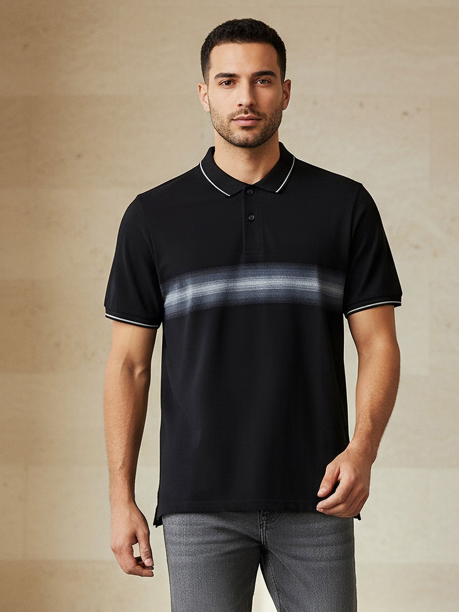Men Short Sleeves Graphic Polo T-Shirt