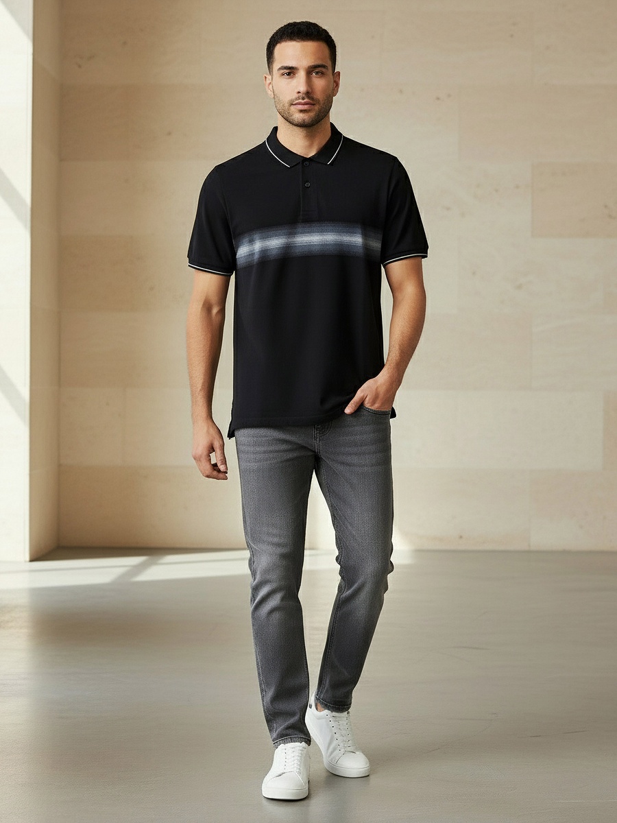 Men Short Sleeves Graphic Polo T-Shirt