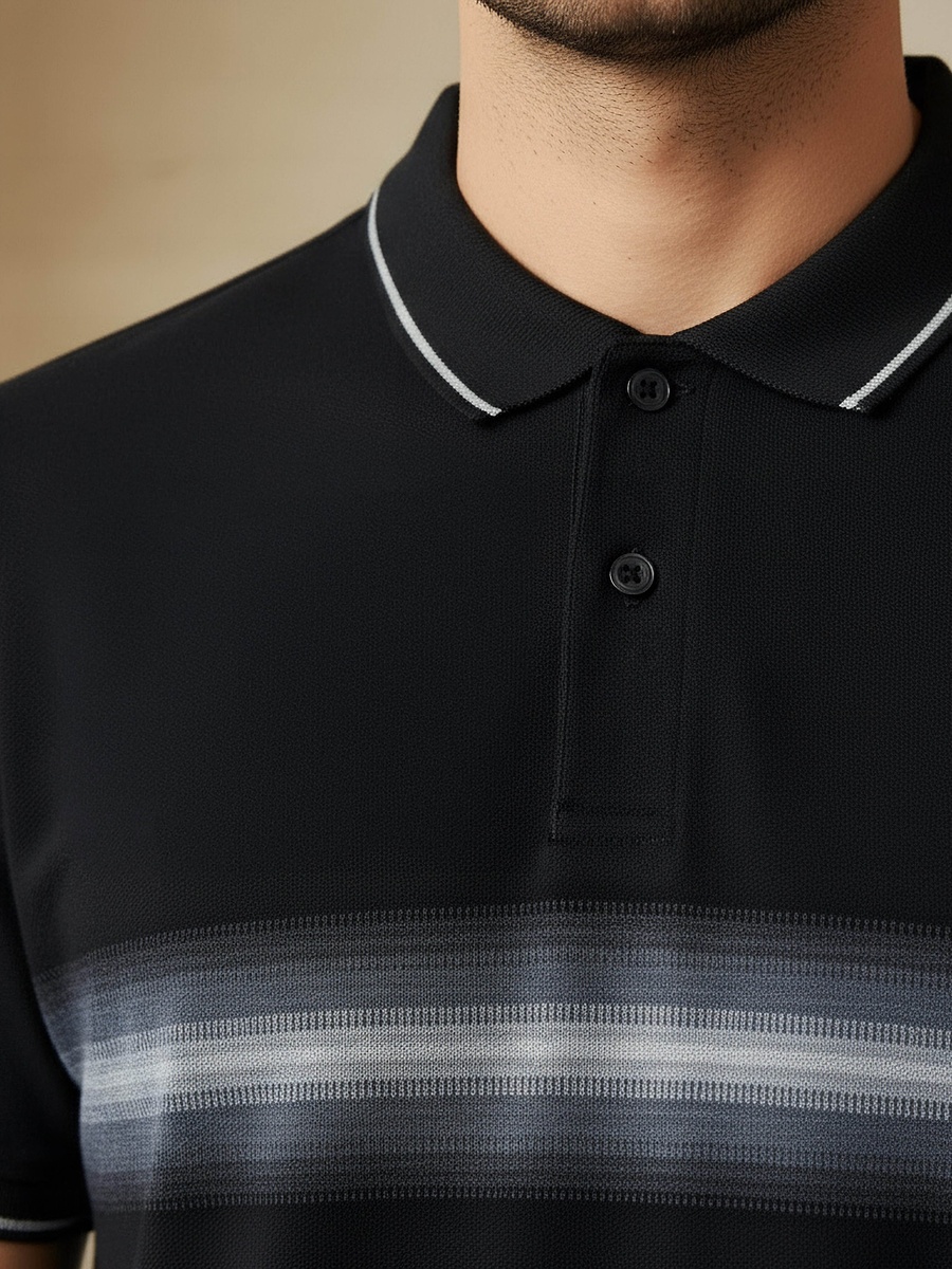 Men Short Sleeves Graphic Polo T-Shirt