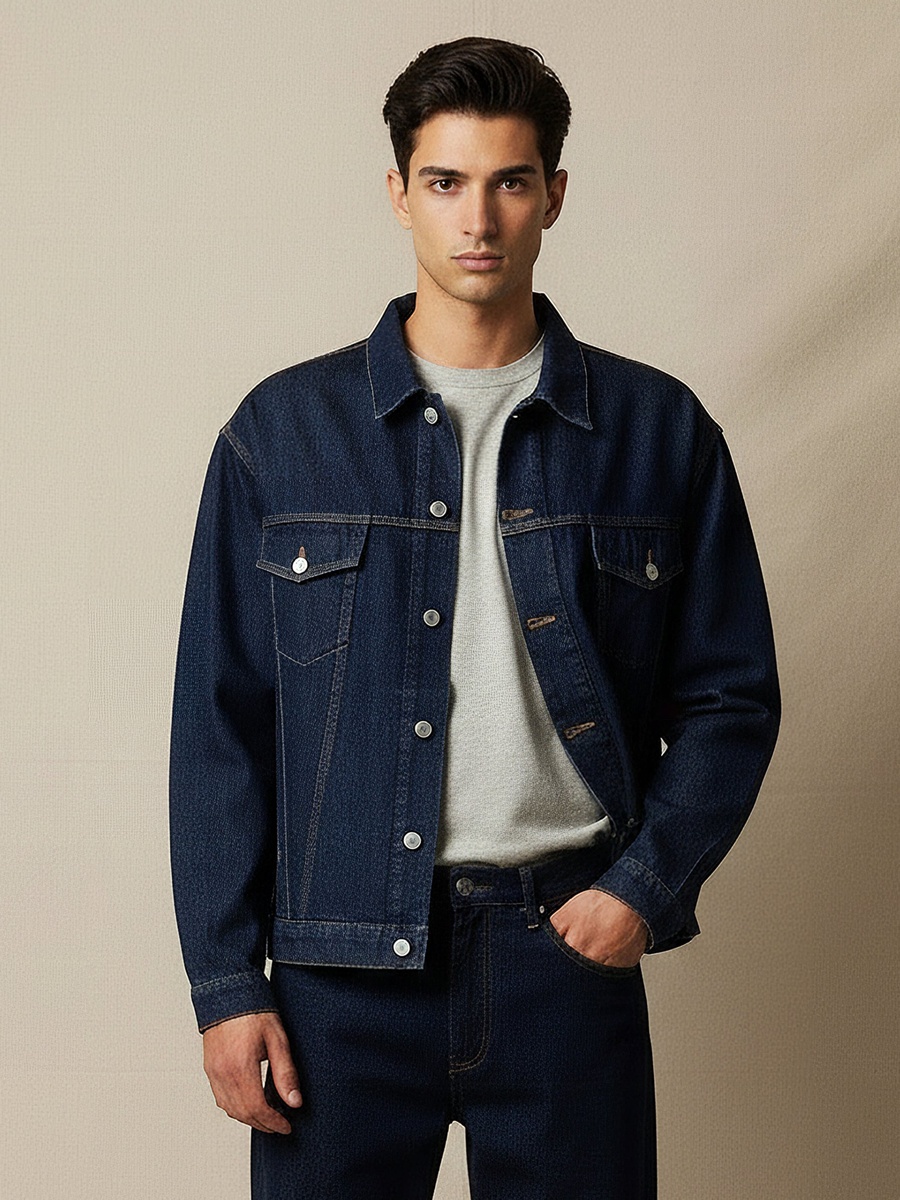 Men Regular Fit Denim Trucker Jacket