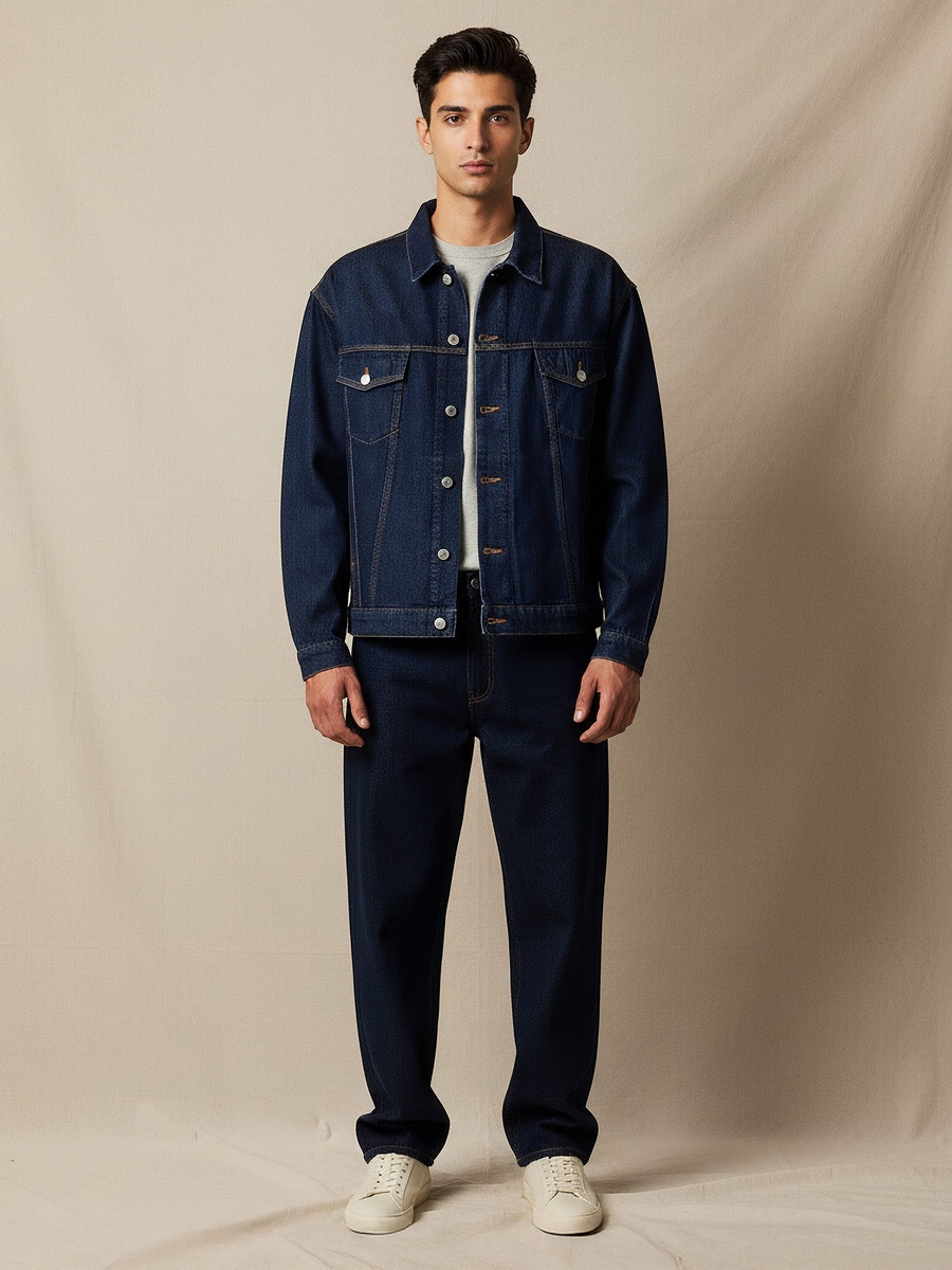 Men Regular Fit Denim Trucker Jacket