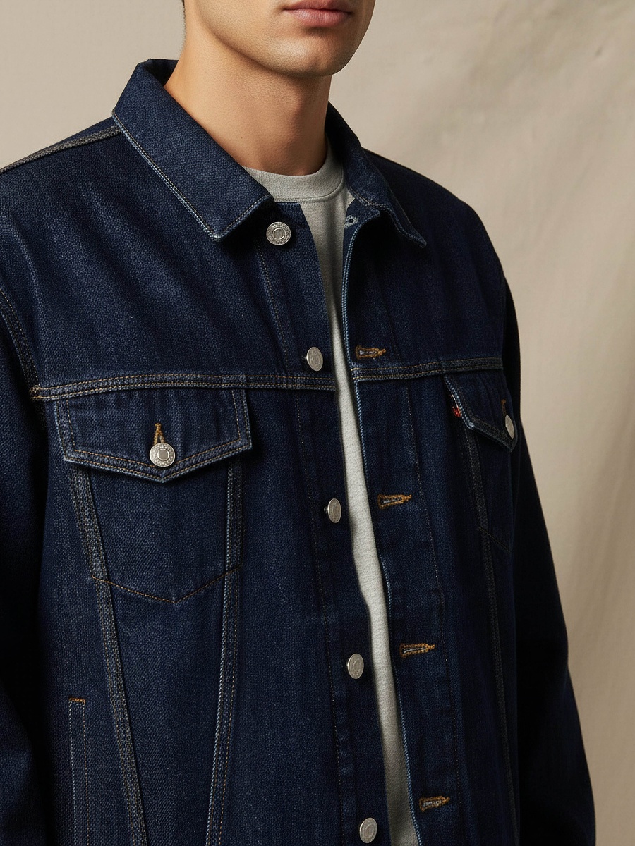 Men Regular Fit Denim Trucker Jacket