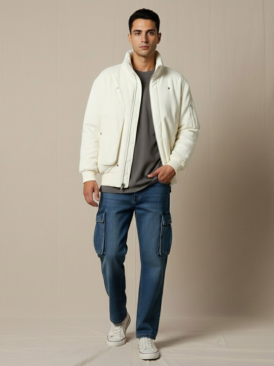 Men Relaxed Fit Zip Through Jacket