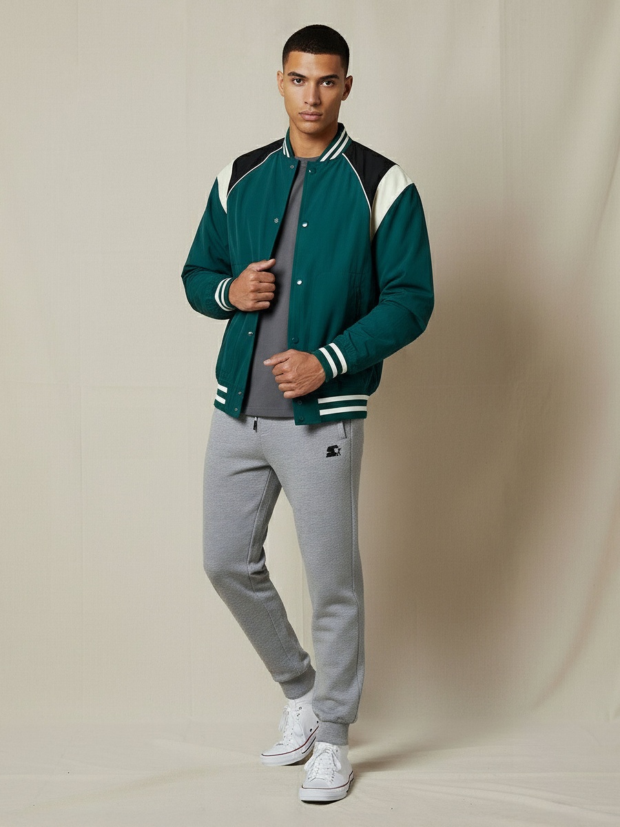 Men Regular Fit Colourblock Jacket