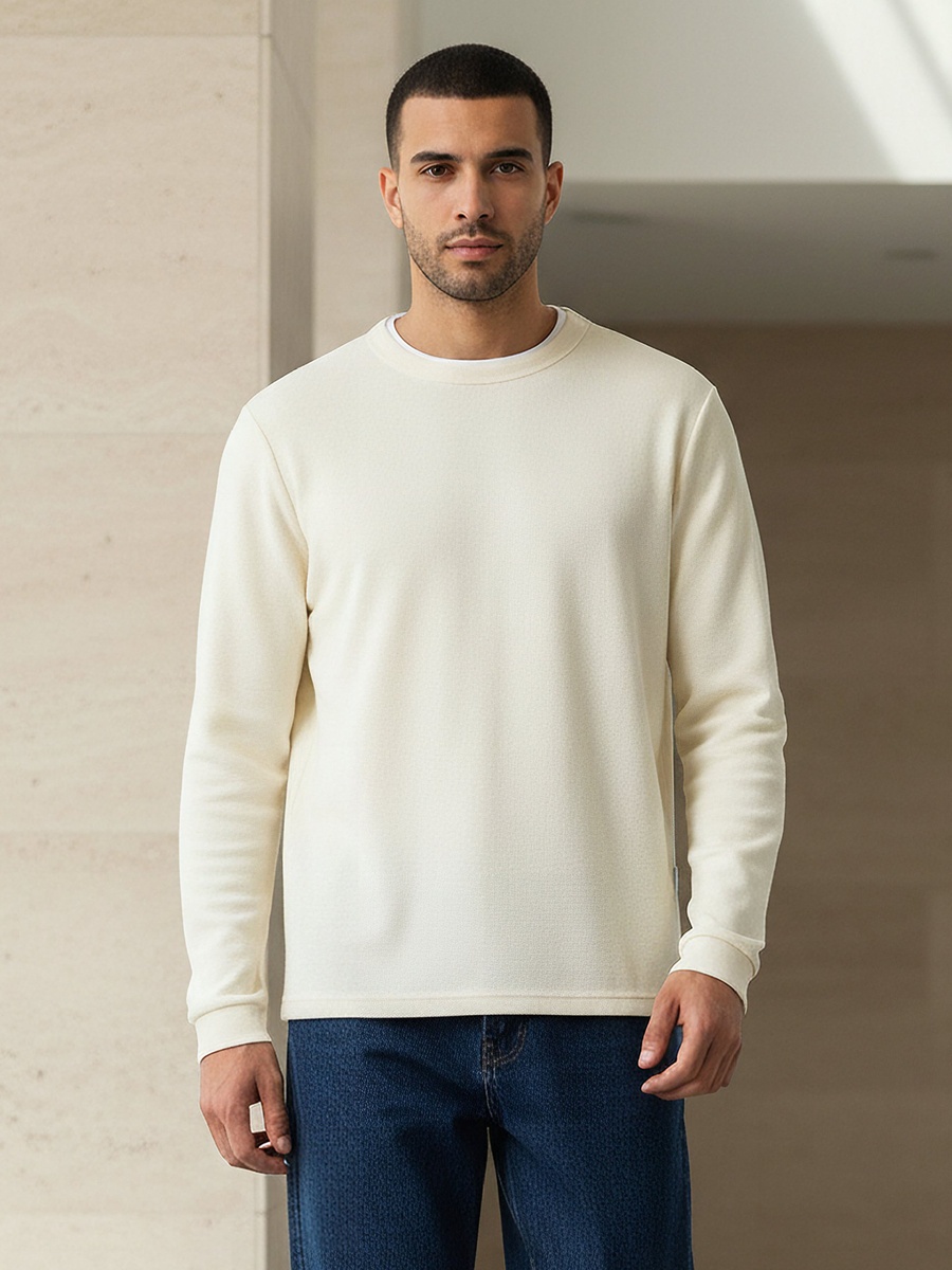 Men Slim Fit Textured Sweatshirt