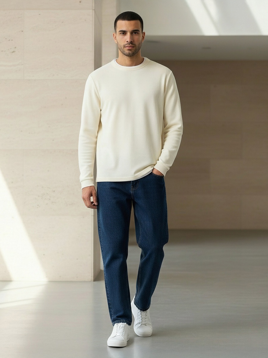 Men Slim Fit Textured Sweatshirt