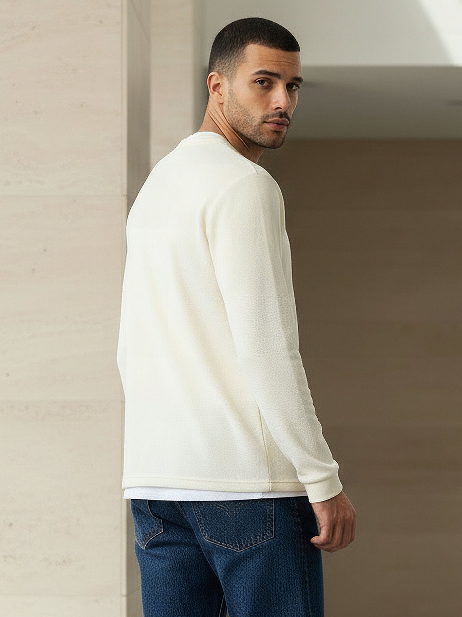 Men Slim Fit Textured Sweatshirt