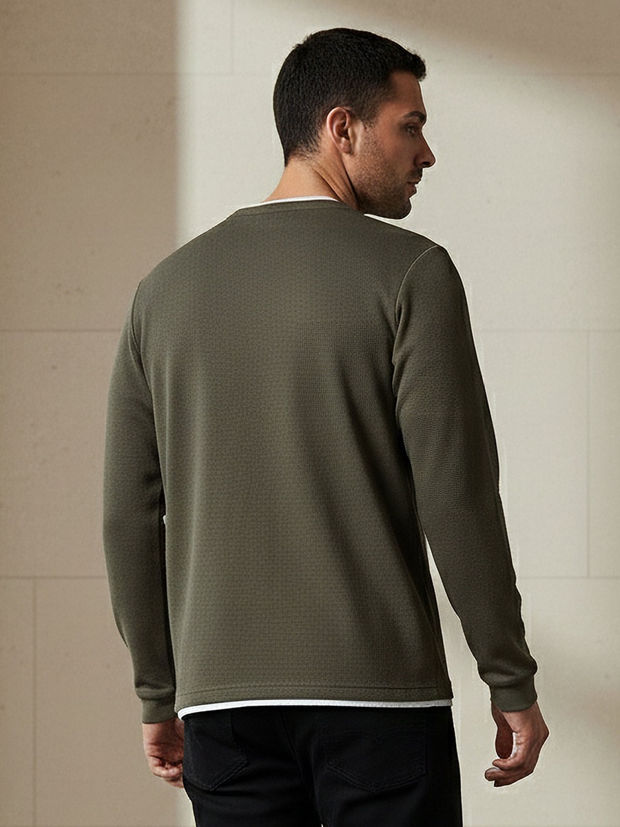 Men Slim Fit Textured Sweatshirt