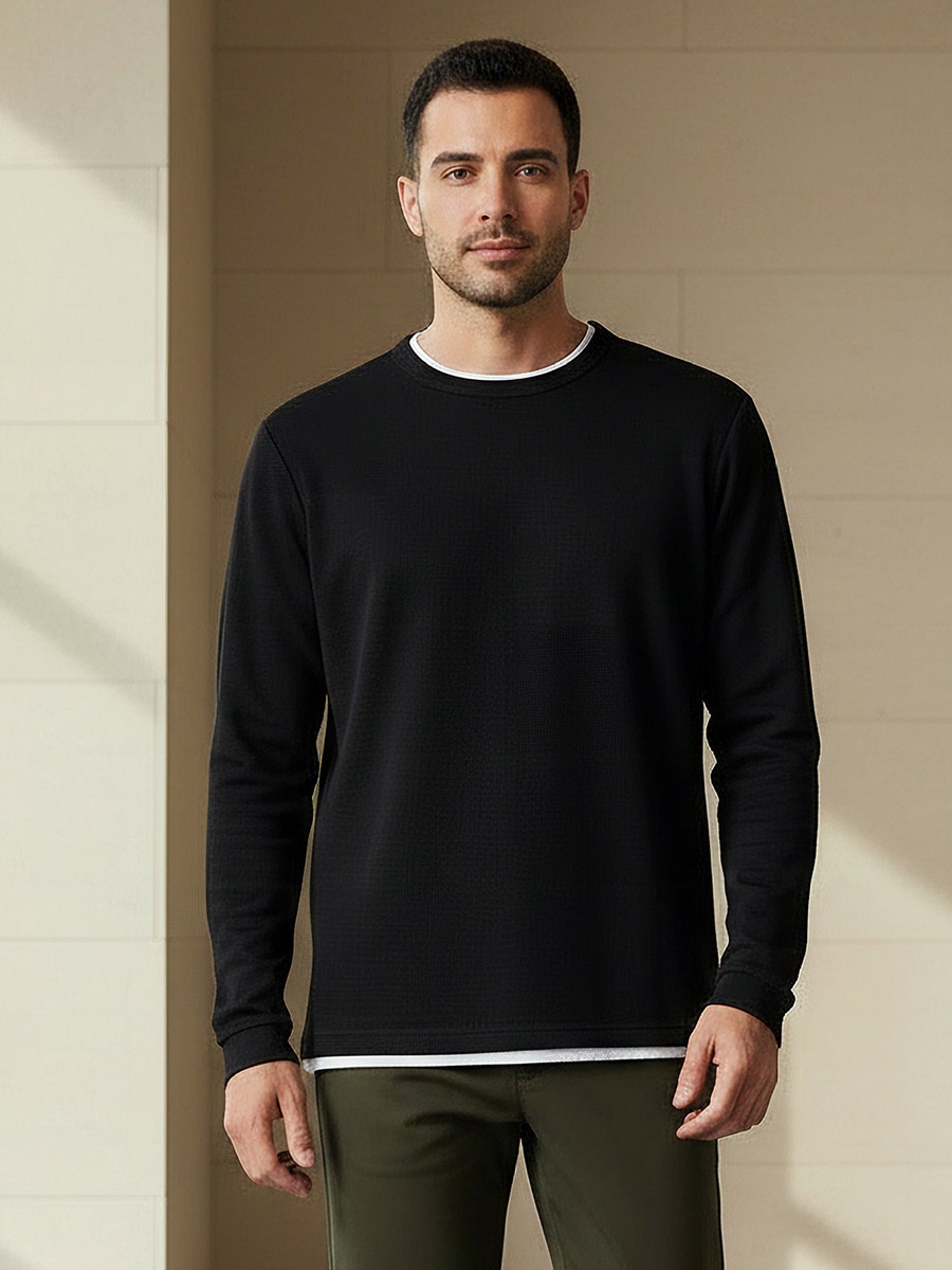 Men Slim Fit Textured Sweatshirt