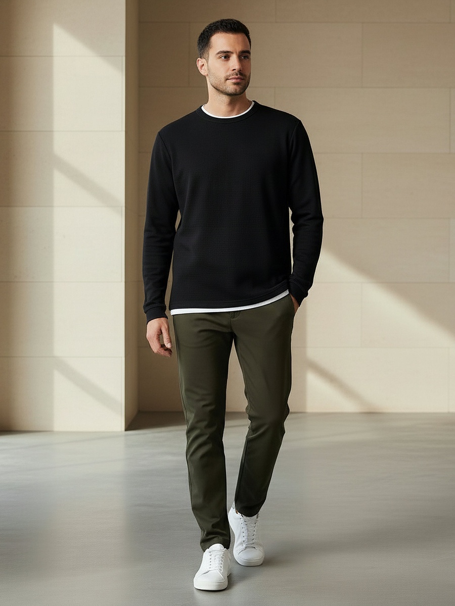 Men Slim Fit Textured Sweatshirt