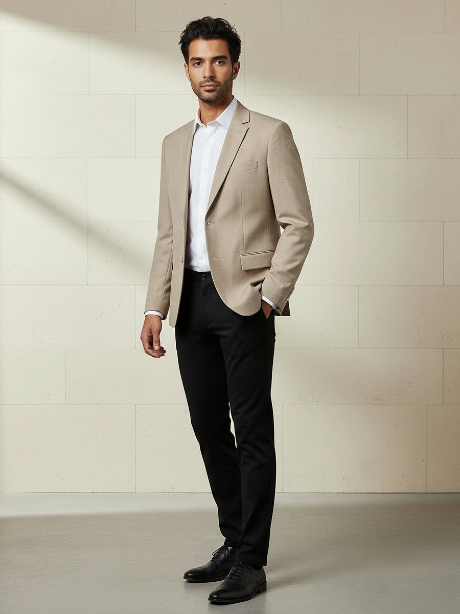 Men Regular Fit Notch Lapel Blazer
