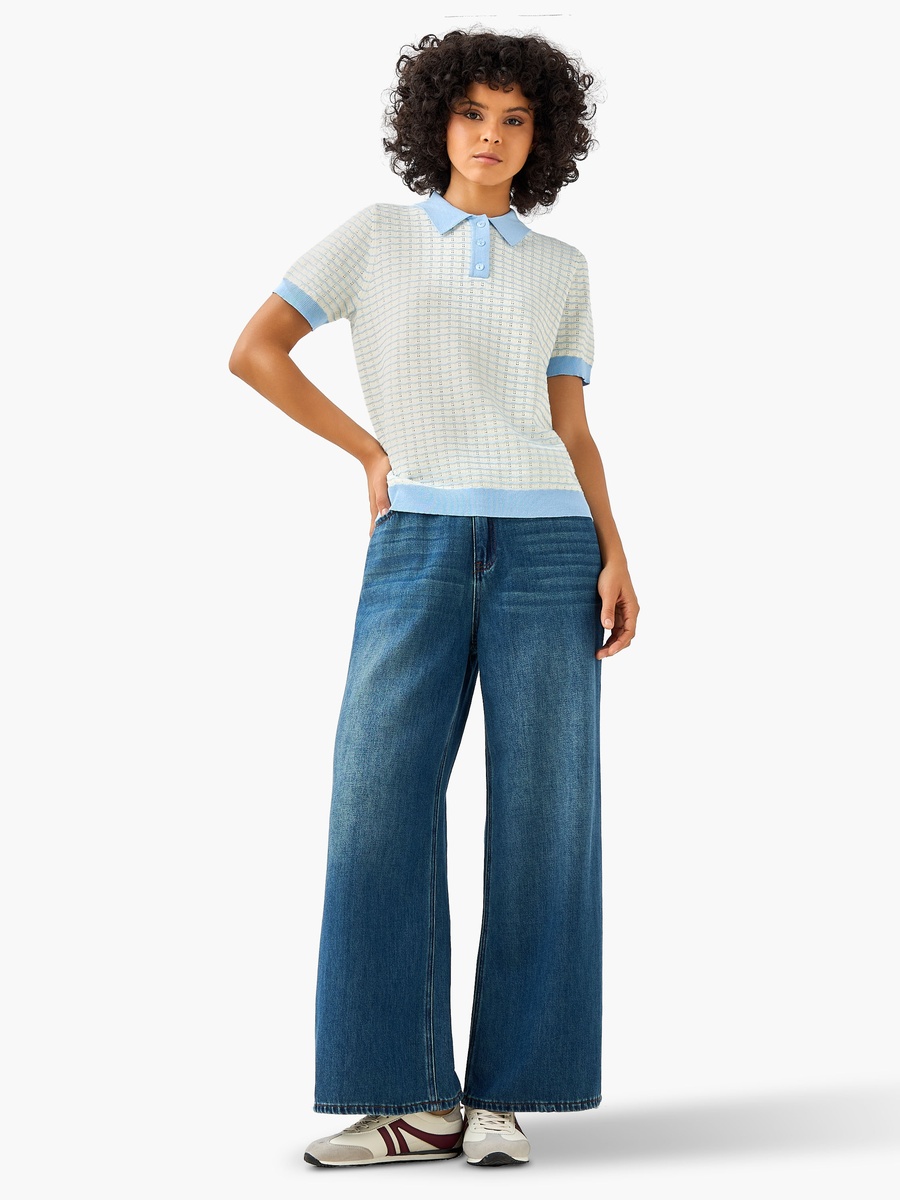 Regular Fit Polo T-Shirt with Knit Texture