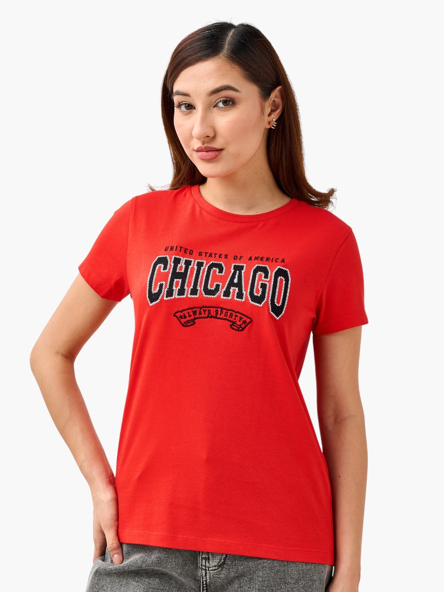 Regular Fit Cotton T-Shirt with Embroidery