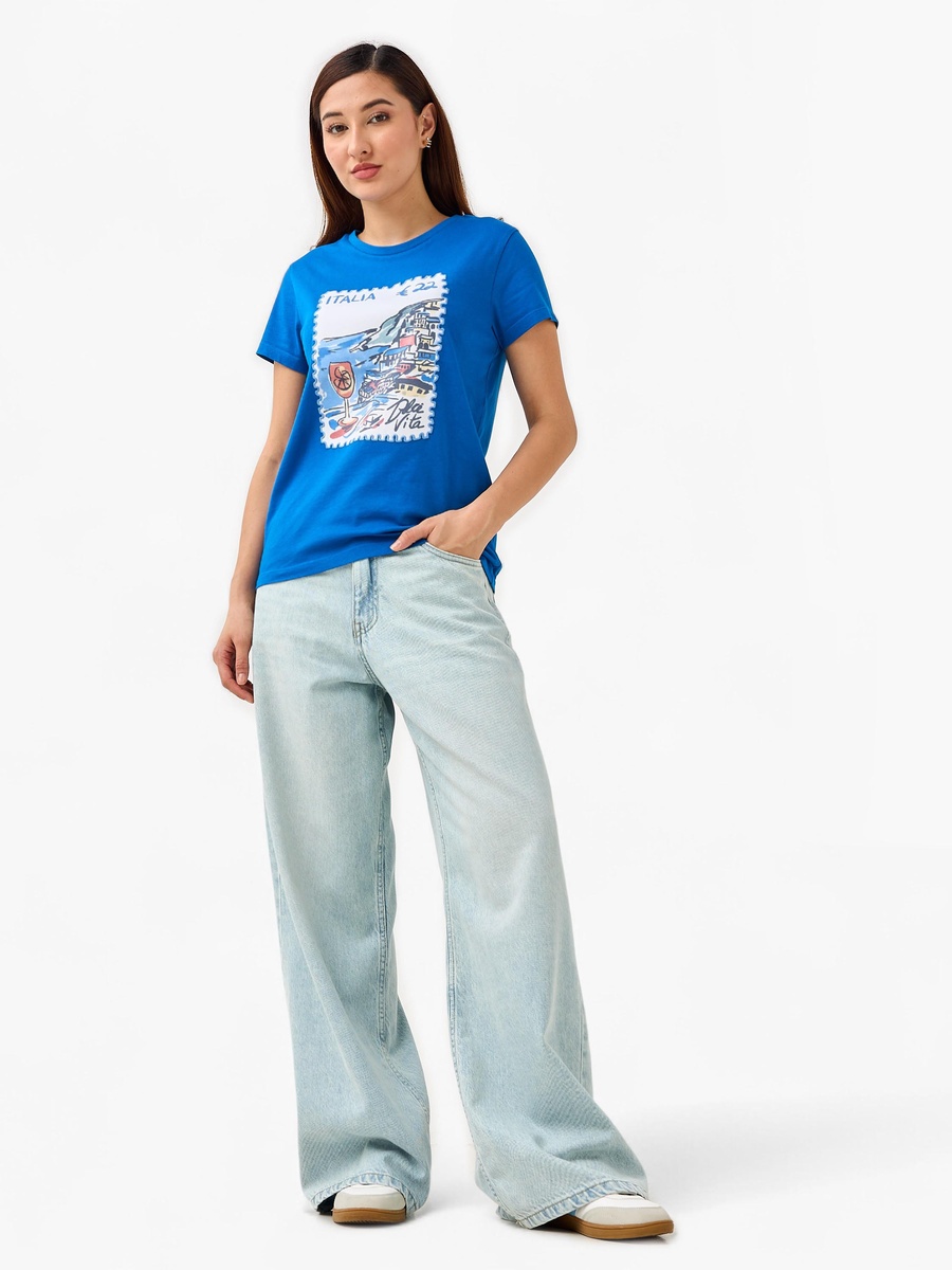 Regular Fit Cotton T-Shirt with Embroidery