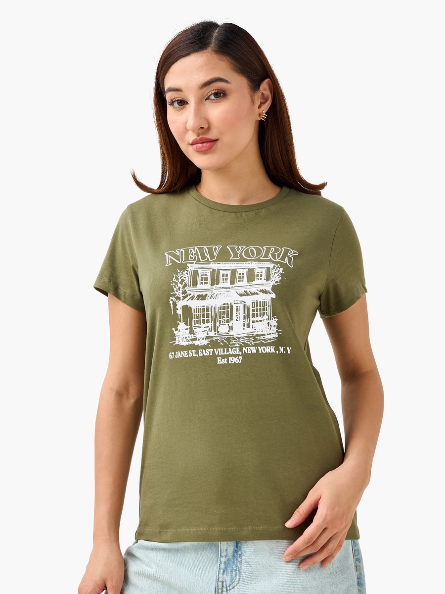 Regular Fit Cotton T-Shirt with Brazil Embroidery