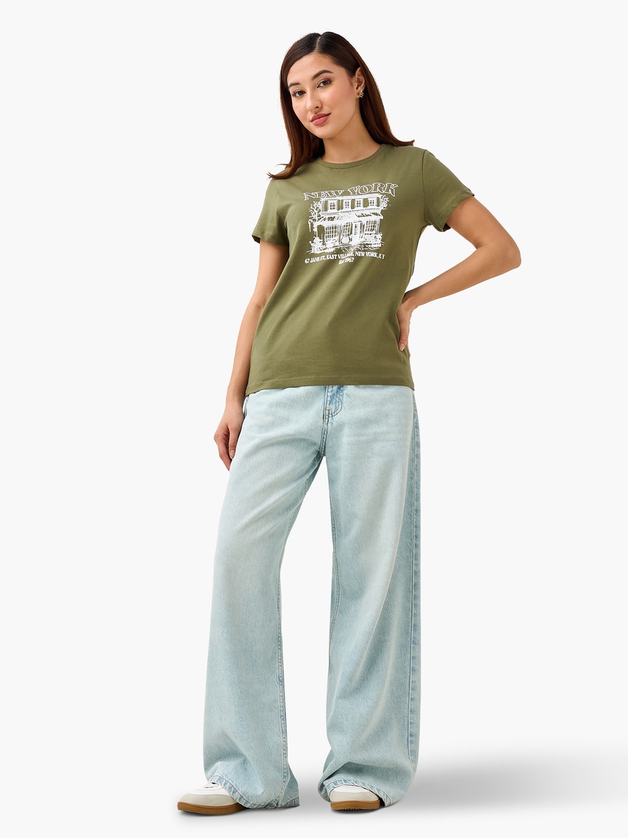 Regular Fit Cotton T-Shirt with Brazil Embroidery