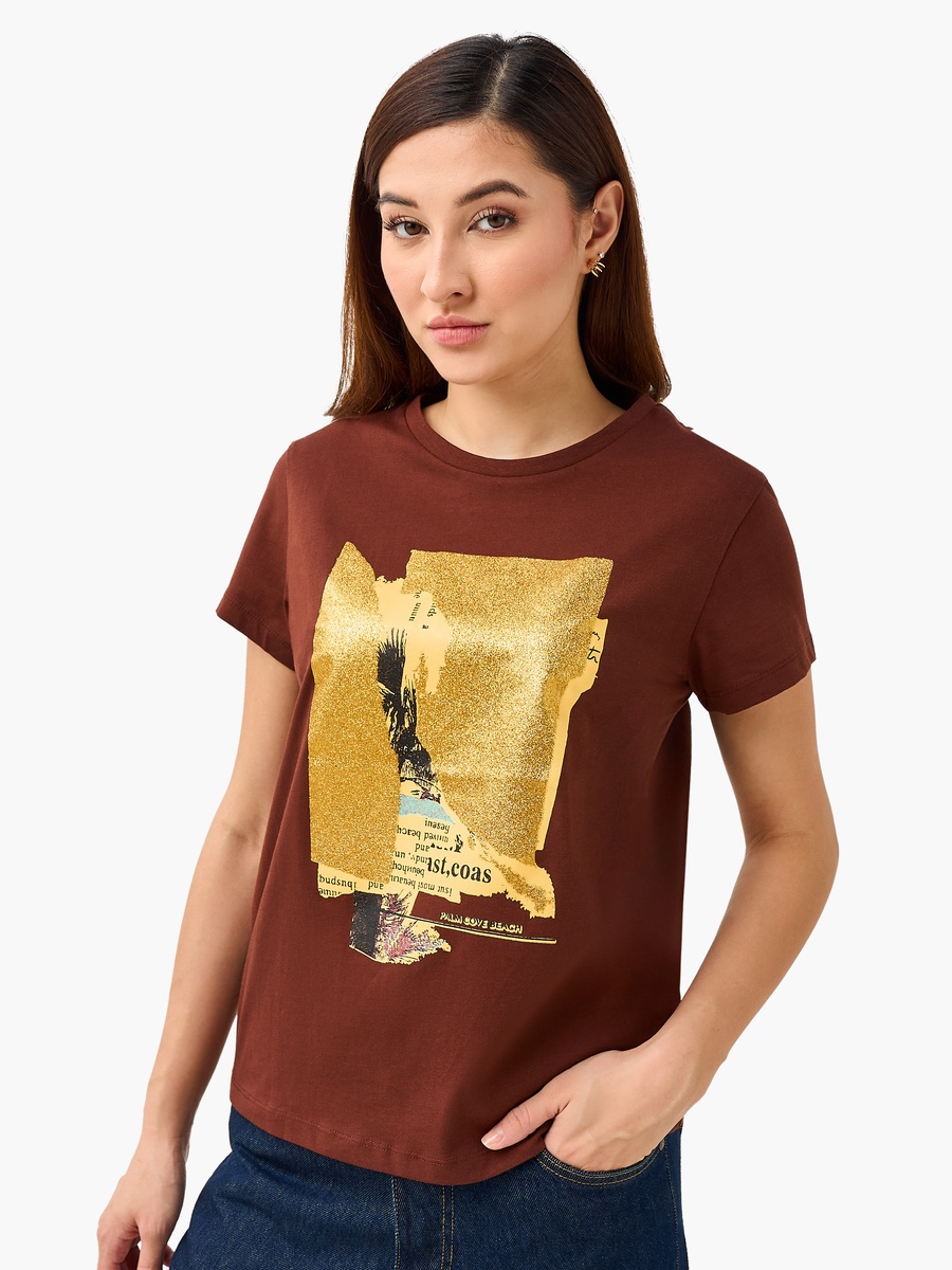 Regular Fit Cotton T-Shirt with Brazil Embroidery