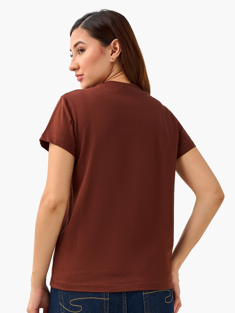 Regular Fit Cotton T-Shirt with Brazil Embroidery