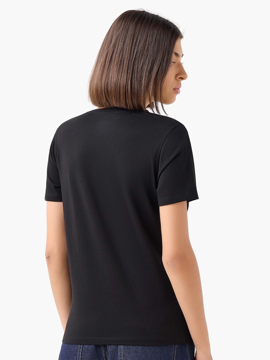 Regular Fit Cotton T-Shirt with Slogan Varsity Print