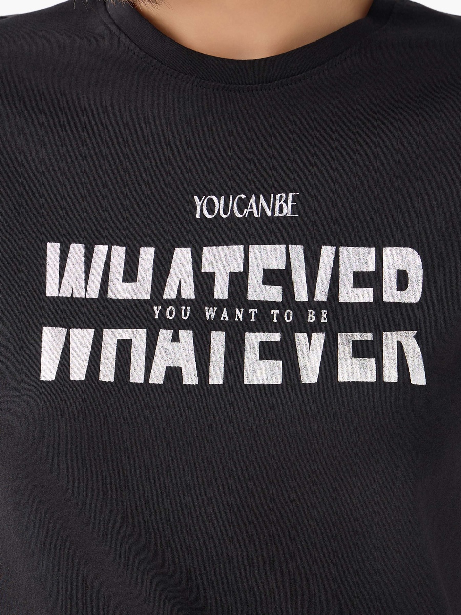 Regular Fit Cotton T-Shirt with Slogan Varsity Print