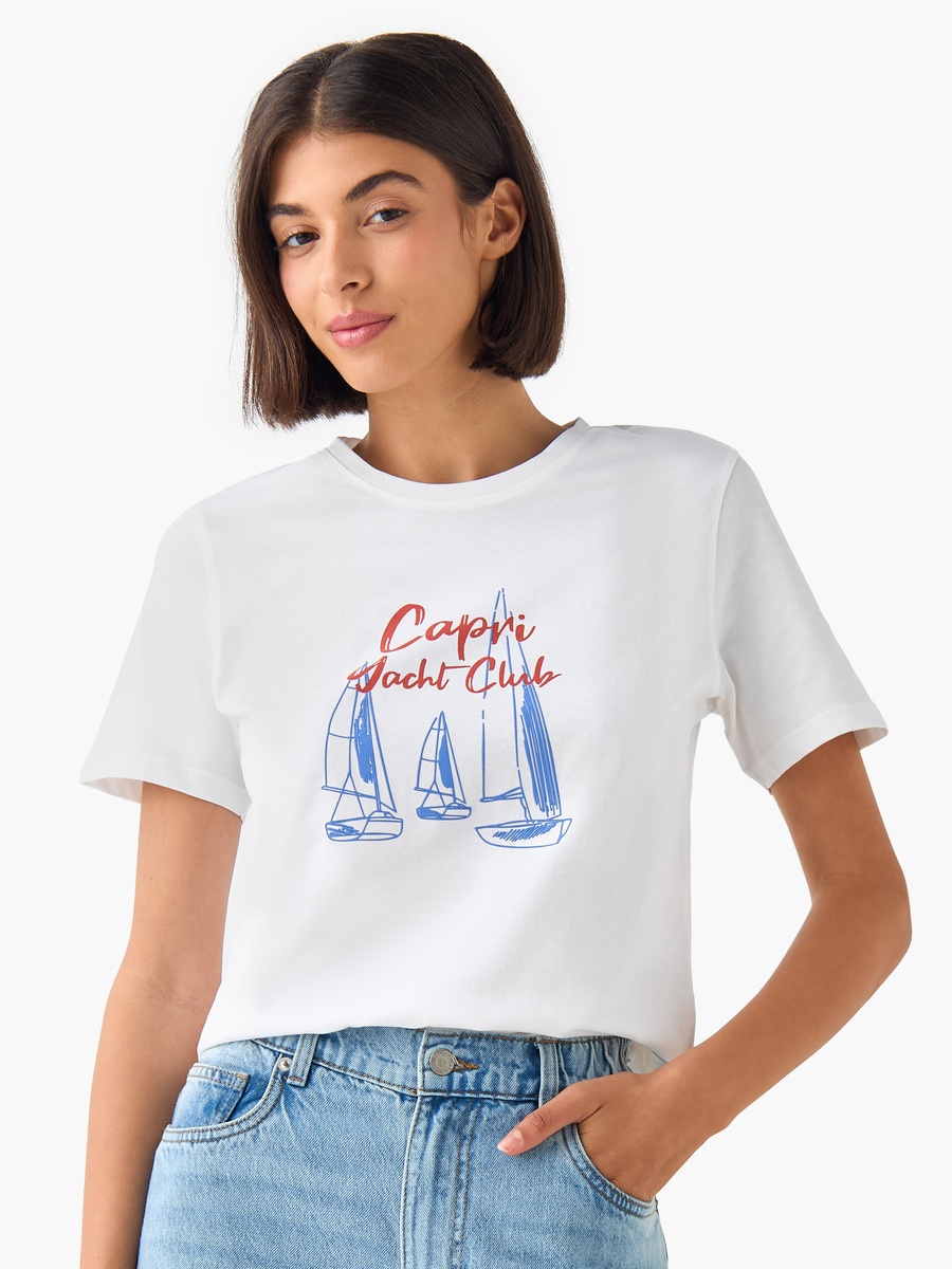 Regular Fit Cotton T-Shirt with Graphic Print