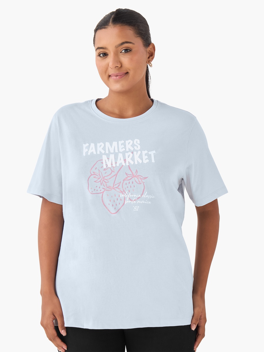Regular Fit Cotton T-Shirt with Sketch Art Print