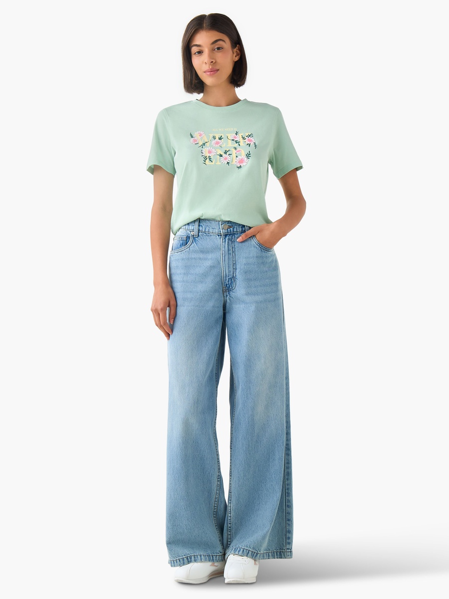 Regular Fit Cotton T-Shirt with Slogan Print
