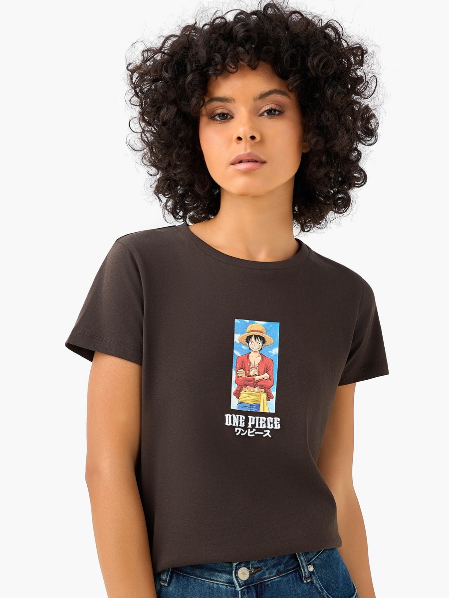 Regular Fit Cotton T-Shirt with One Piece Print