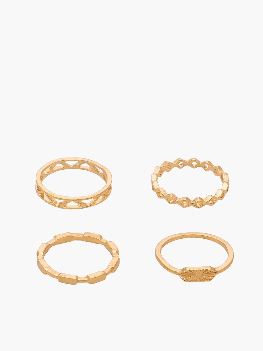 Pack of 8 Embellished Metal Ring