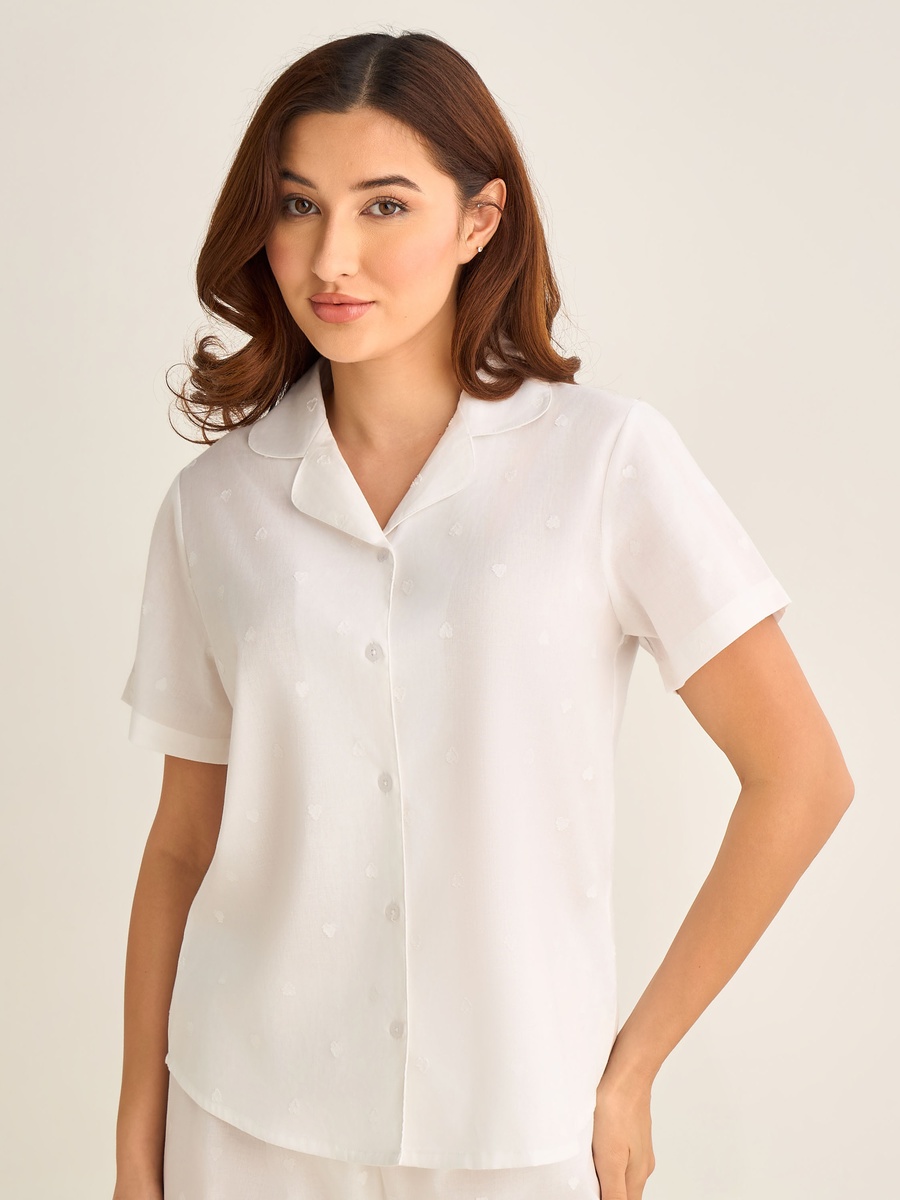 Cotton Pyjama Set with Button-Down Shirt and Trousers