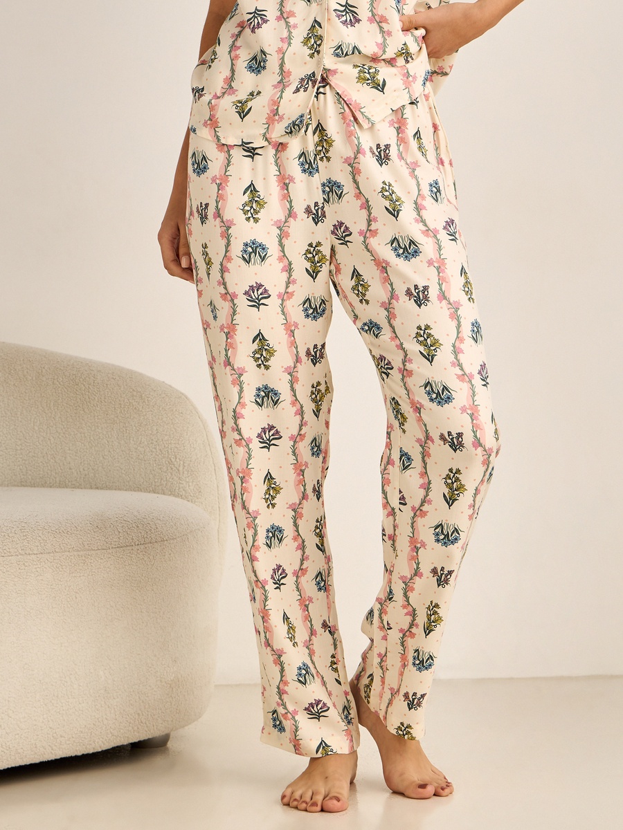 Viscose Pyjama Set with Button-Down Shirt and Trousers