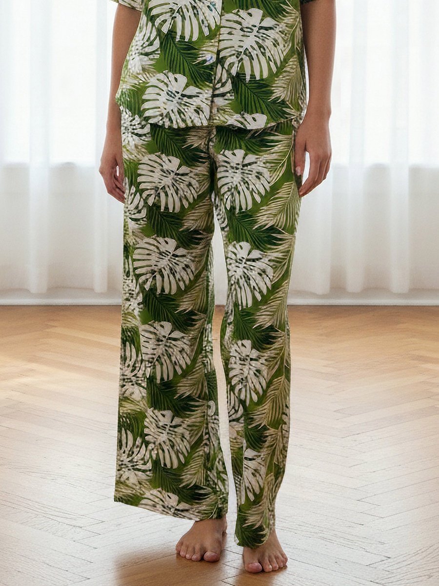 Pyjama Set with Button-Down Shirt and Trousers