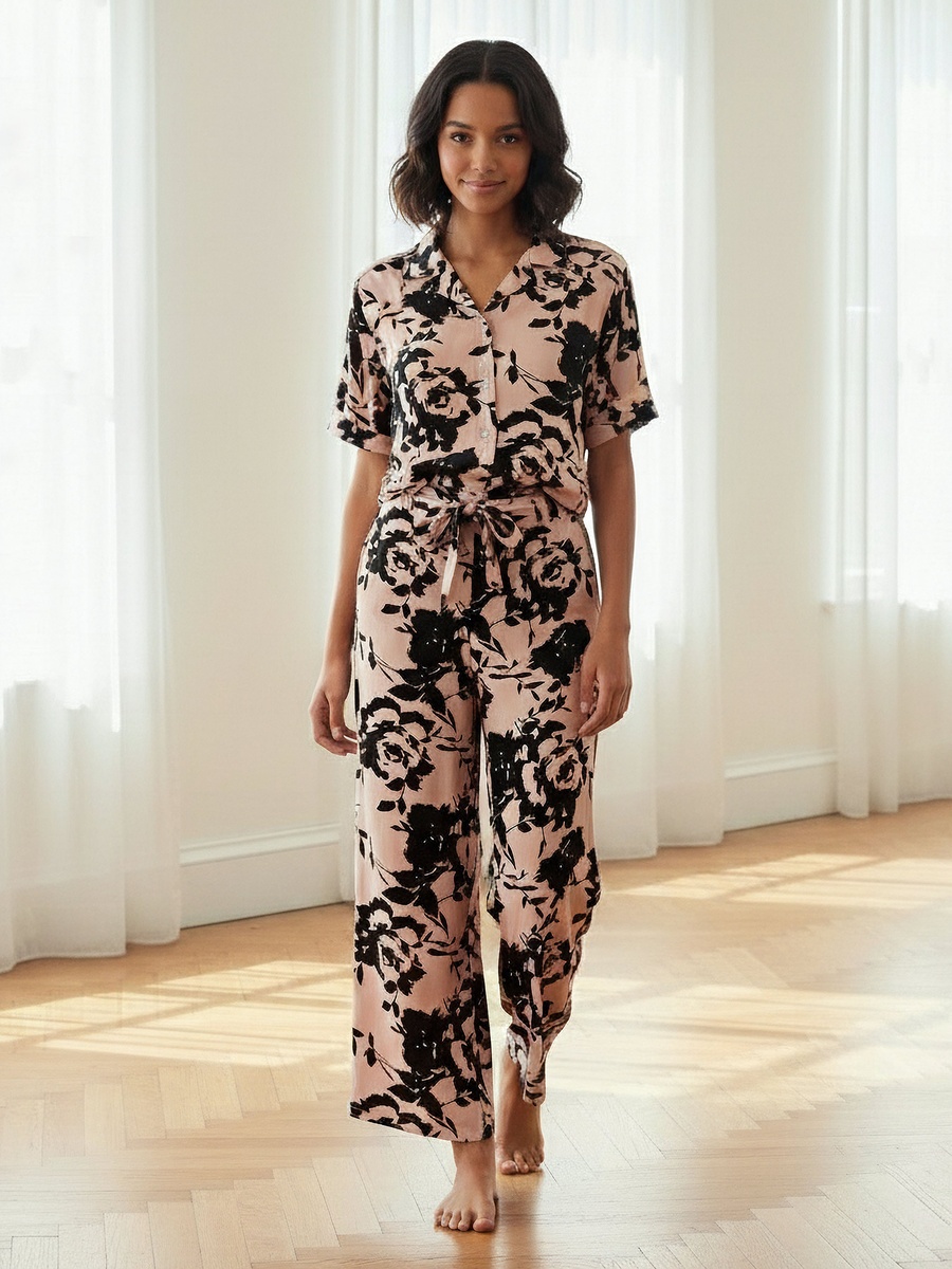 Pyjama Set with Button-Down Shirt and Trousers