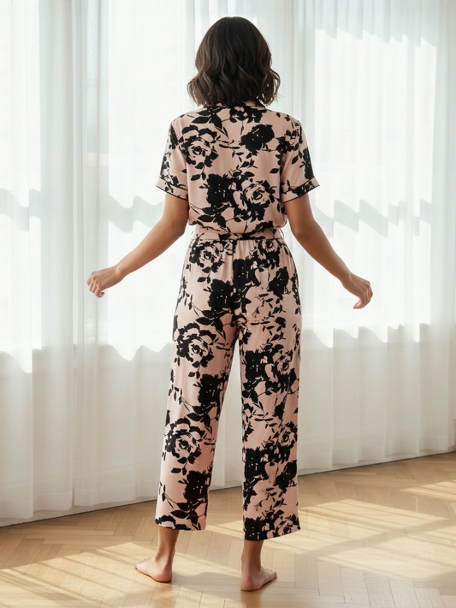 Pyjama Set with Button-Down Shirt and Trousers