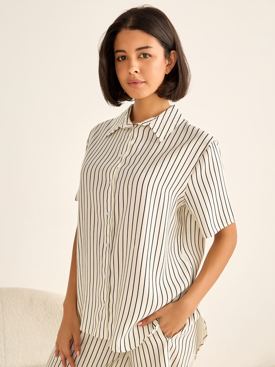 Pyjama Set with Button-Down Shirt and Trousers
