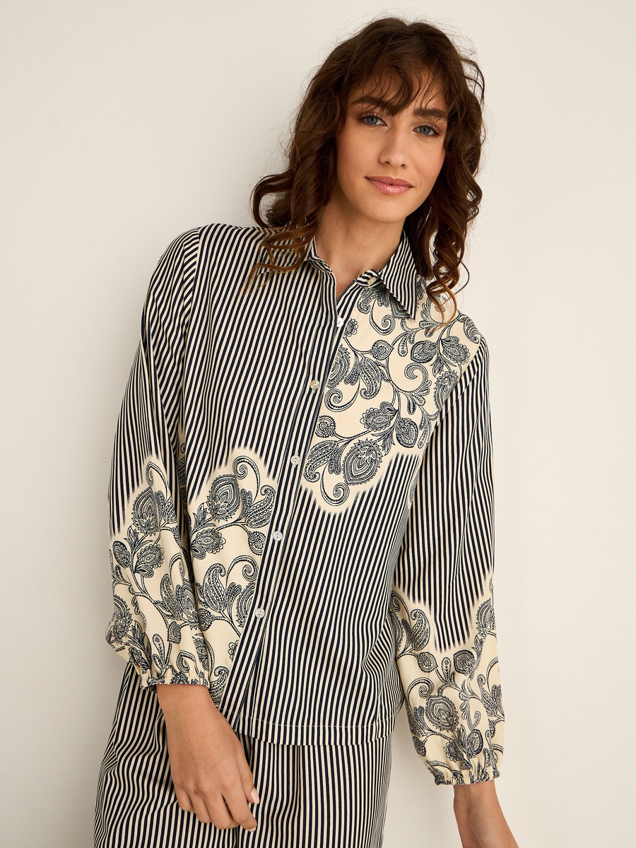Viscose Pyjama Set with Button-Down Shirt and Trousers