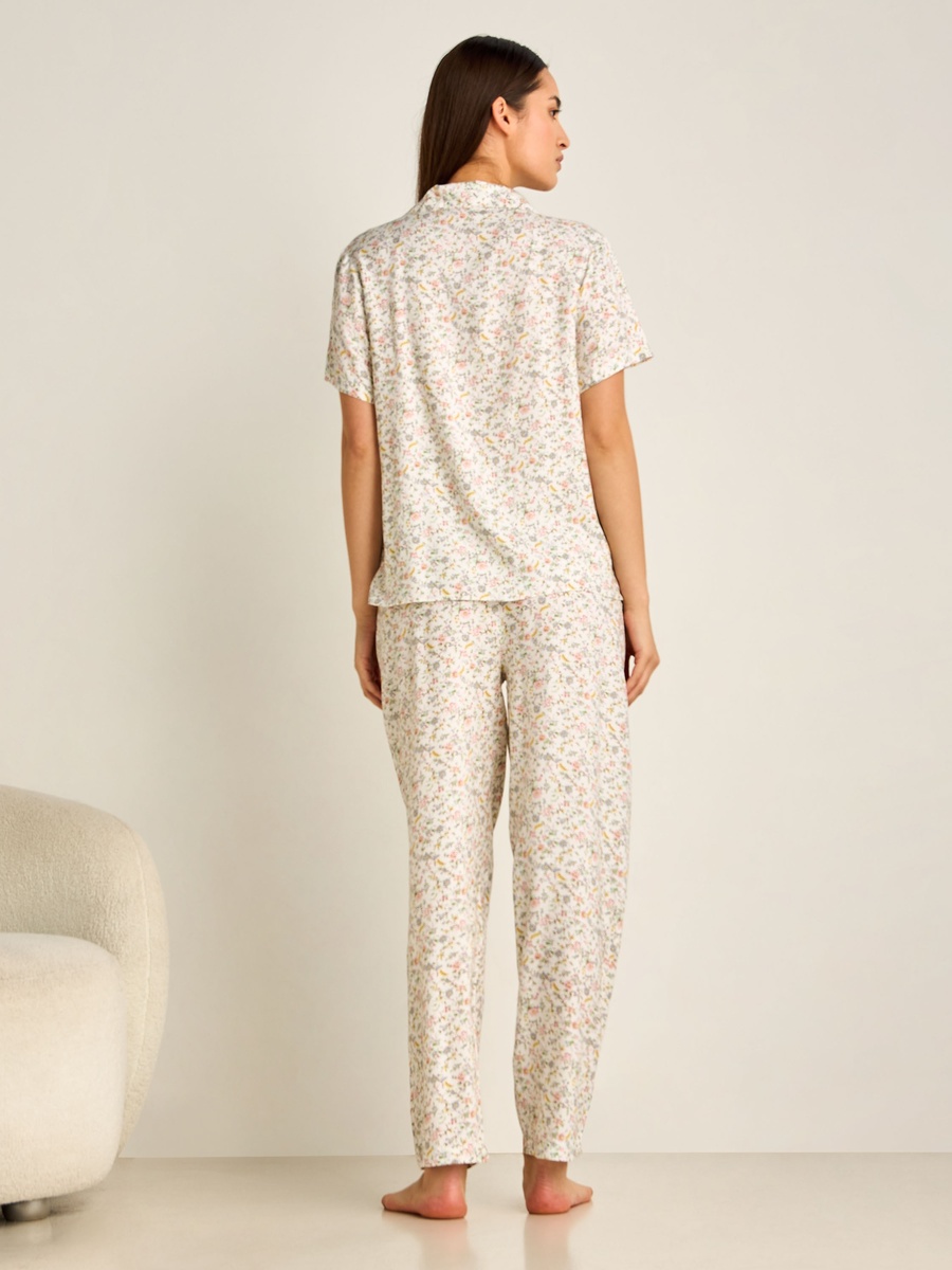 Viscose Pyjama Set with Button-Down Shirt and Trousers
