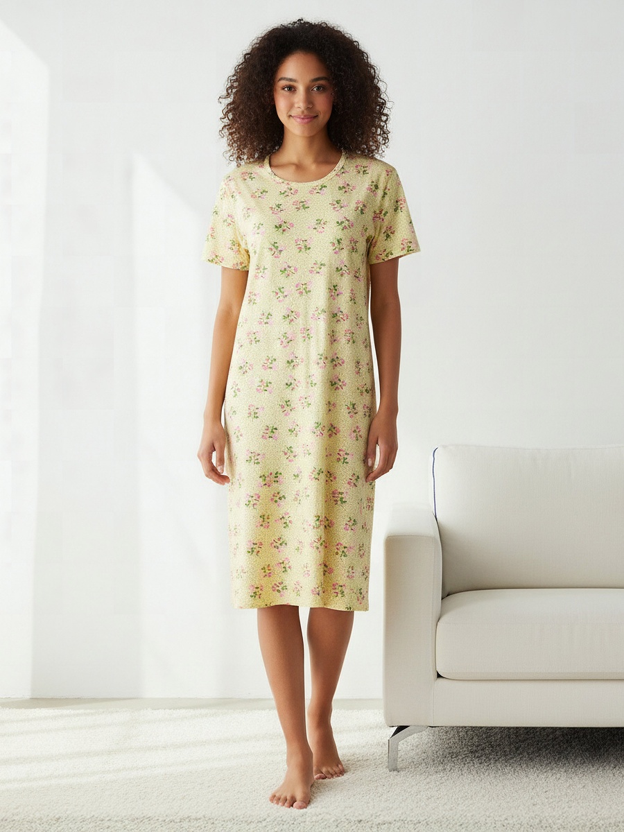 Printed Sleepshirt with Short Sleeves