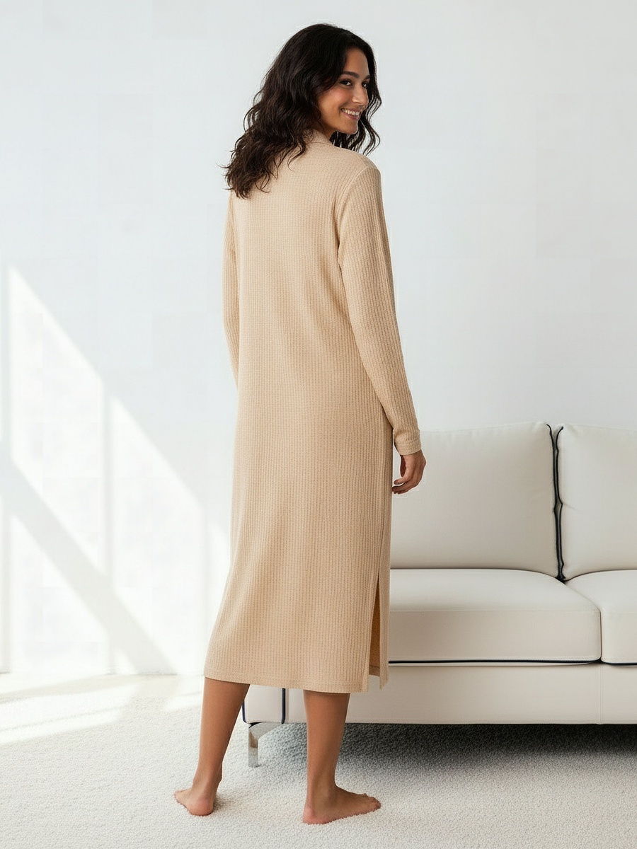 Night Dress with Long Sleeves and Collar