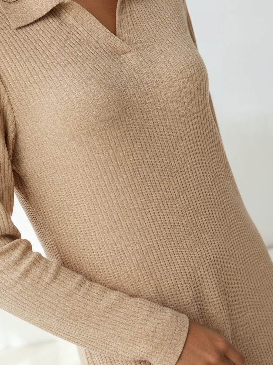 Night Dress with Long Sleeves and Collar
