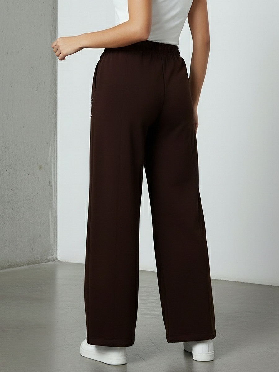 Relaxed Fit Mid-Rise Cotton Wide Leg Pants with Lilo and Stitch Print