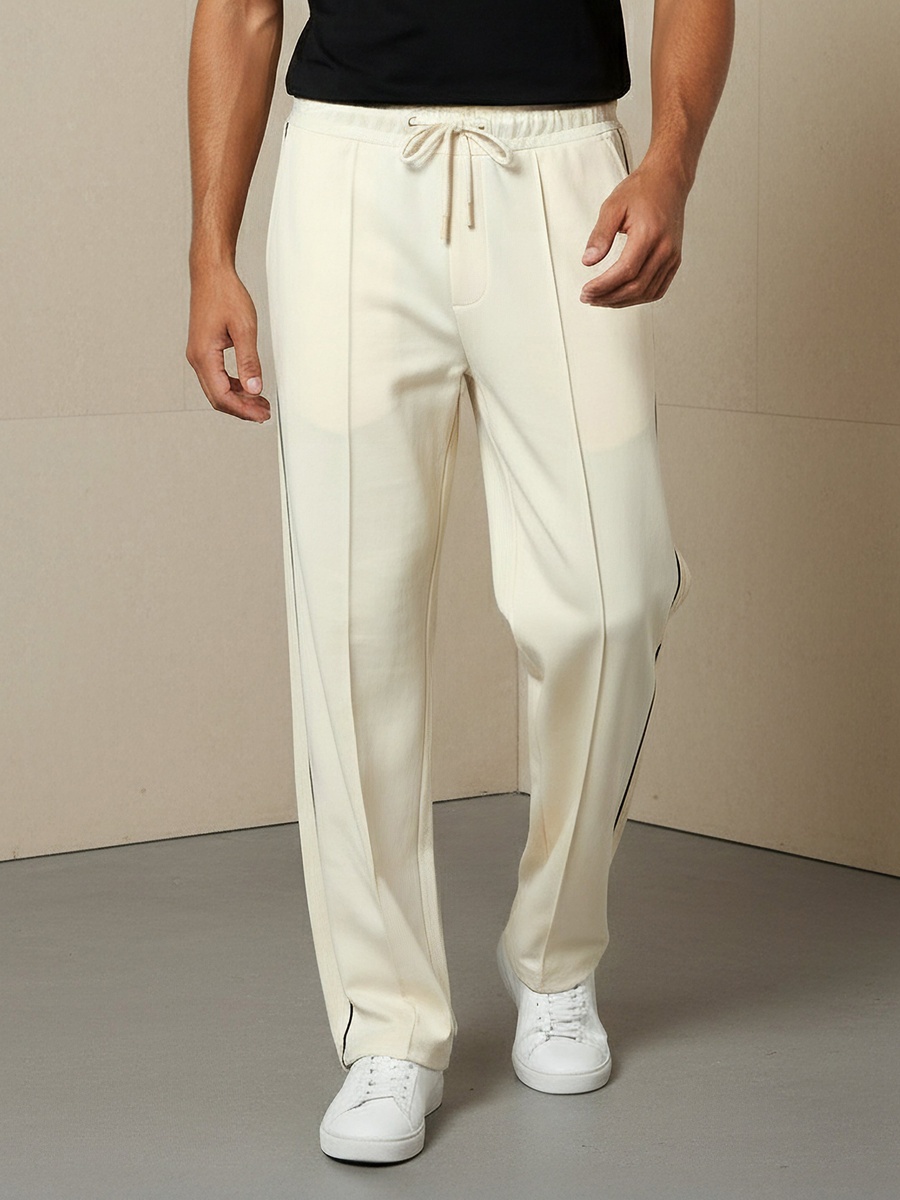 Men Regular Fit Joggers with Tape Detail