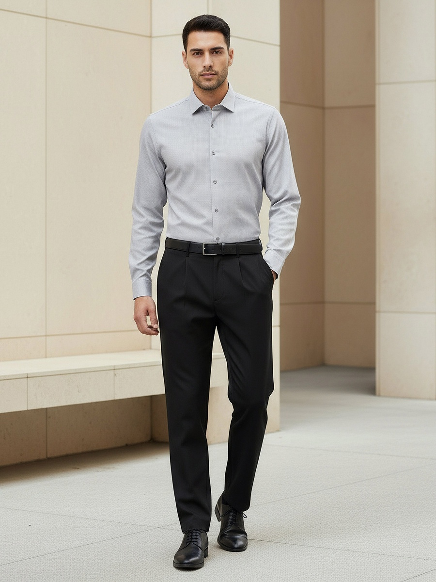 Men Regular Fit Collared Textured Long Sleeves Shirt