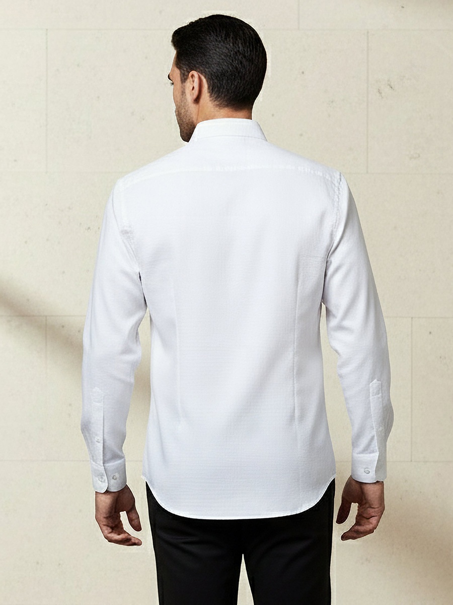 Men Regular Fit Collared Long Sleeve Shirt